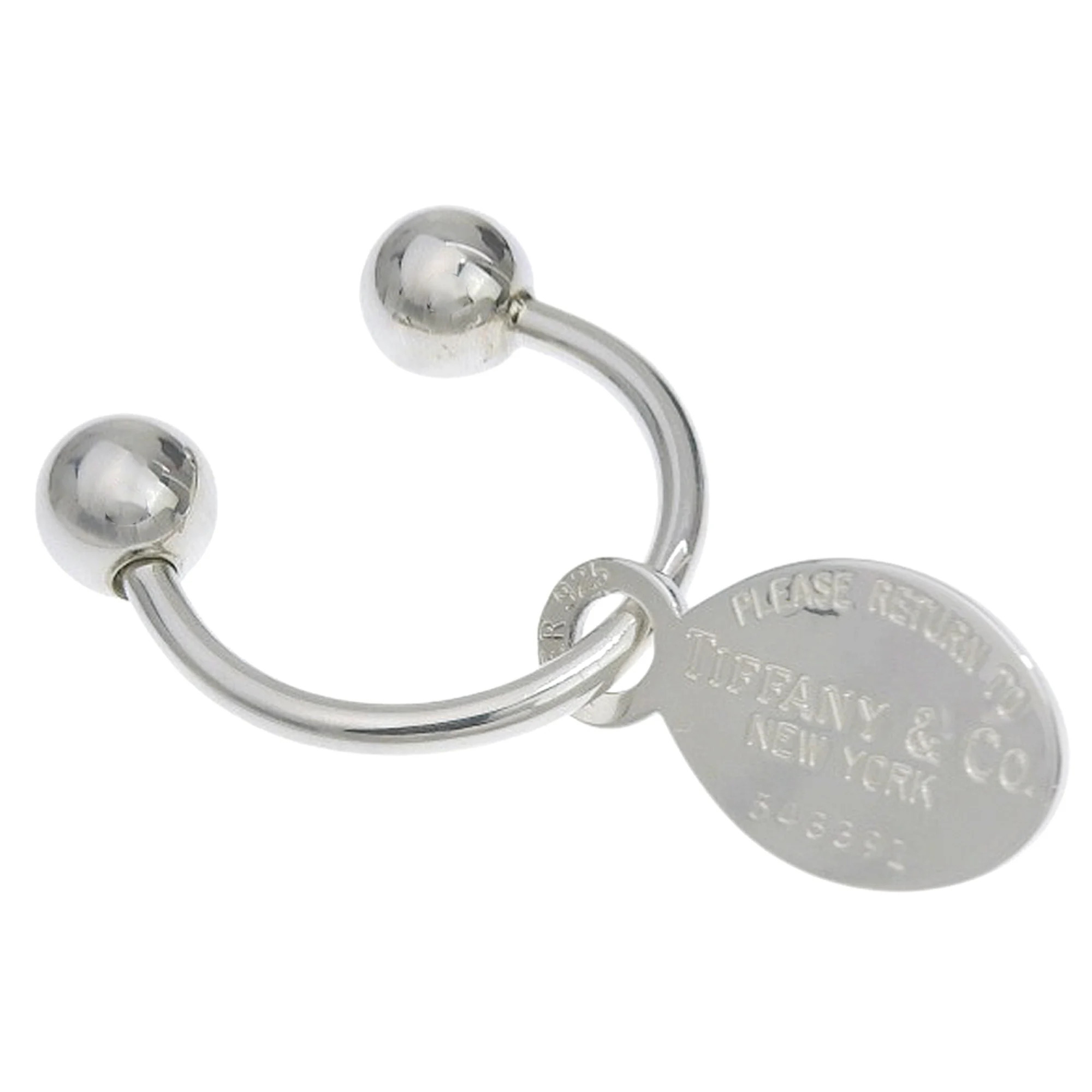 Tiffany & Co. Return To Oval Tag Keychain Keyring, Sterling Silver 925, Unise...